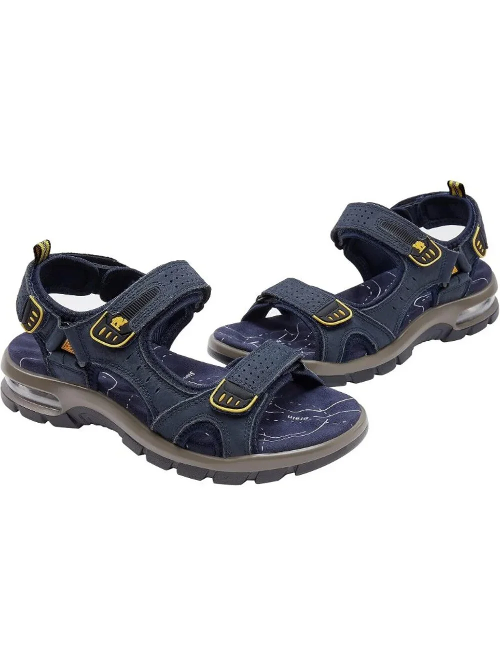Men's Dark Blue Athletic Outdoor Leather Waterproof Rubber Hiking Sandal Shoes